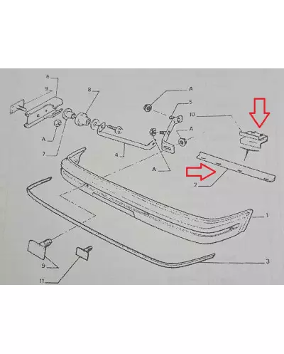 Pair of bumper gaskets for Peugeot 205 740126 8 fastening clips 7437.03