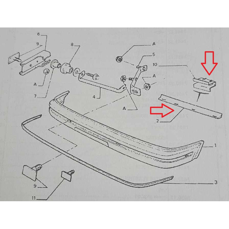 Paire de joints pare choc pour Peugeot 205 740126 8 agrafes de fixation 7437.03