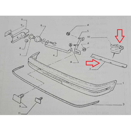 Pair of bumper gaskets for Peugeot 205