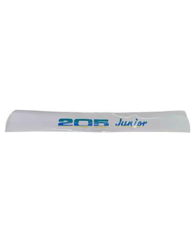 Adesivi per fascia aletta parasole per Peugeot 205 Junior, verde, blu, giallo su sfondo bianco.