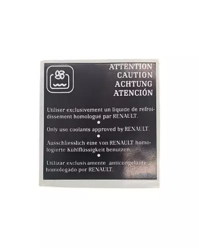 Renault Clio Williams / 16S /16V Engine Compartment Stickers: Coolant.