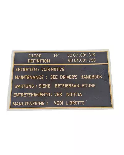 Adesivos de filtro de ar para Renault 5 Alpine / TX / GTL / OE: 6001001319