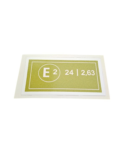 Green "E2 homologation" engine stickers for Peugeot 205 / 309