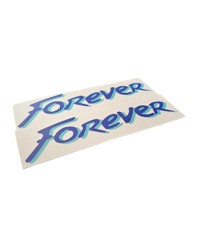 Lot de 2 stickers d'ailes pour Peugeot 205 FOREVER, Bleu Foncé et bleu turquoise.