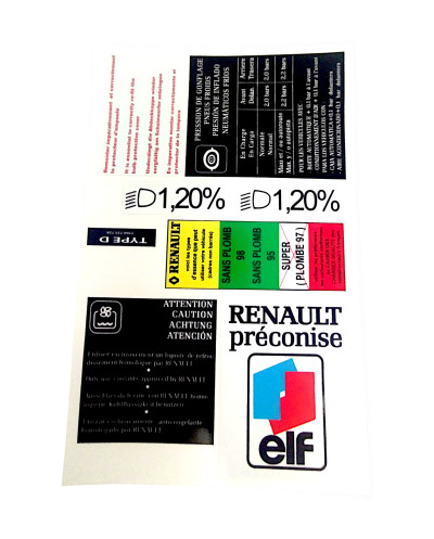 Renault Clio Williams engine compartment stickers complete kit