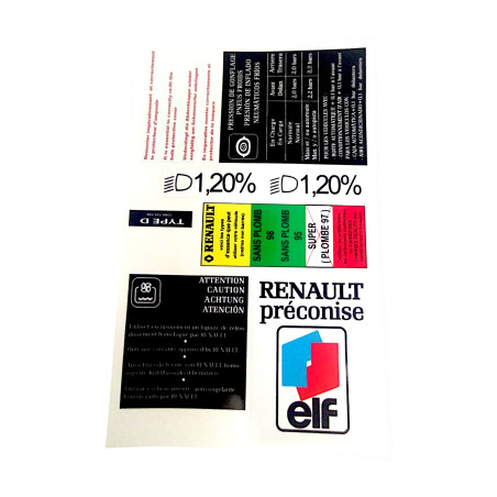 Stickers Compartiment Moteur Renault Clio Williams kit complet