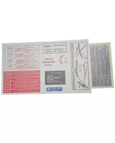 Adesivi motore Peugeot 205 GTI 1.6l 115 CV