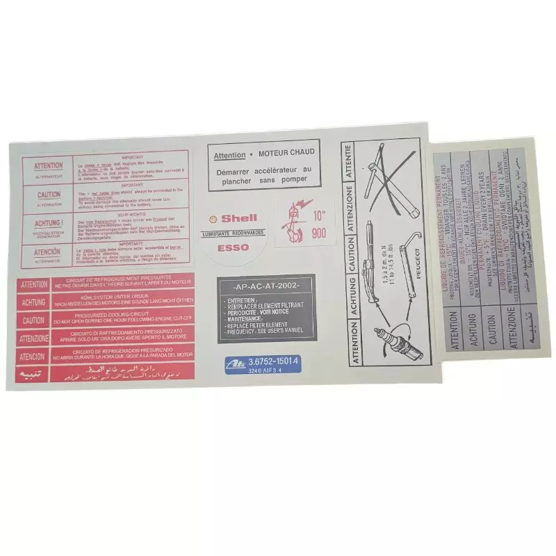 Engine Stickers Peugeot 205 GTI 1.6l 115 hp