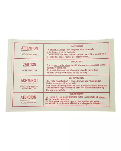 Peugeot 205 GTI CTI Batterie Aufkleber Rallye / 309 / 504