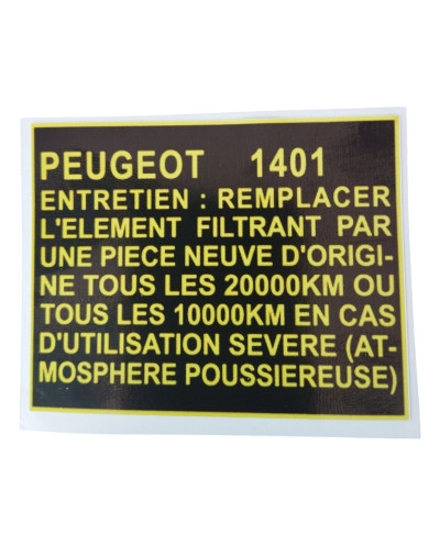 Auto-collant Compartiment Moteur : entretien des filtres pour Peugeot 504, neuf.