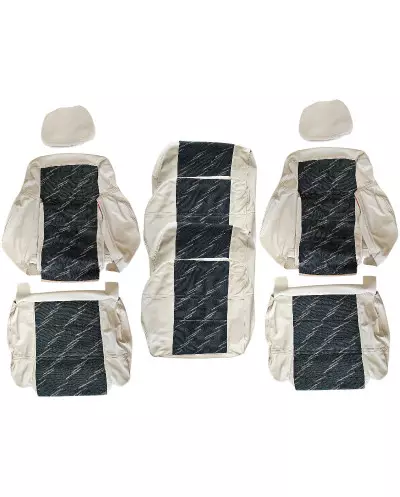 Peugeot 205 Cabriolet Roland Garros seat covers – Genuine white leather & green fabric