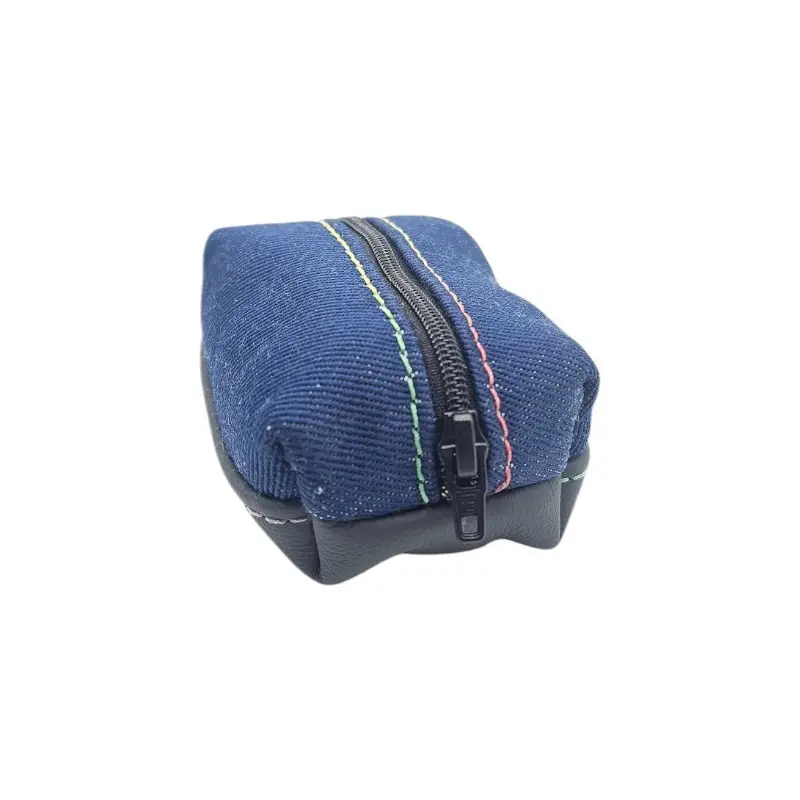 Porte monnaie tissus Jeans et cuir noir pour Peugeot 205 Junior et CJ.