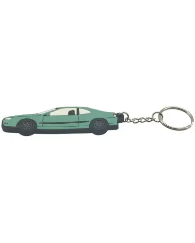 Vista de perfil, llavero Peugeot 406 coupé azul