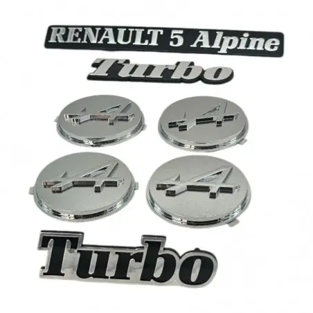 コンプリート・ルノー5アルピーヌTURBOロゴキット+クロームホイールセンター