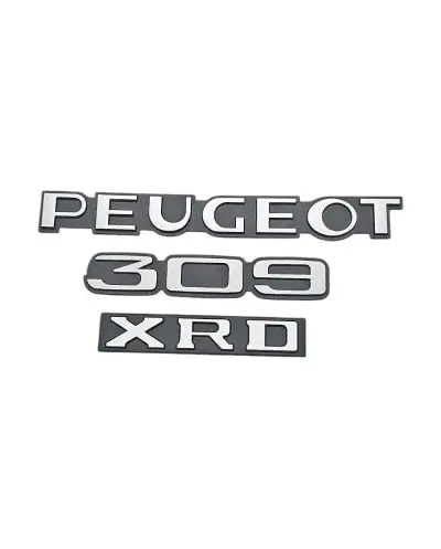 Peugeot 309 XRD Kofferbak Logo's, Zwart & Zilvergrijs, Set van 3