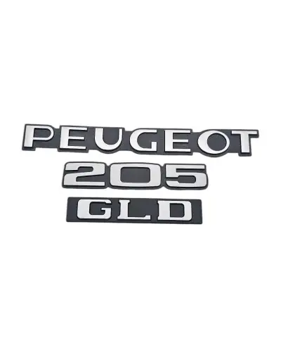 Set di 3 loghi bagagliaio Peugeot 205 GLD, nero e grigio argento