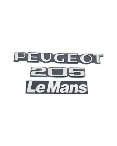Set van 3 Peugeot 205 LeMans kofferbak logo's, zwart en zilvergrijs